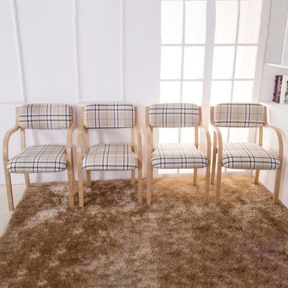 Contemporary Nordic Wood Cotton Linen Fabric PU Leather Velvet Sponge Square Dining Chair Backrest Armrest For Dining Room