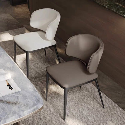 Modern Minimalist Synthetic leather Iron Sponge Square Dining Chair Backrest For Dining Room