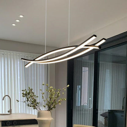 Modern Minimalist Wave Arch Aluminum Hardware LED Island Light Chandelier For Dining Room