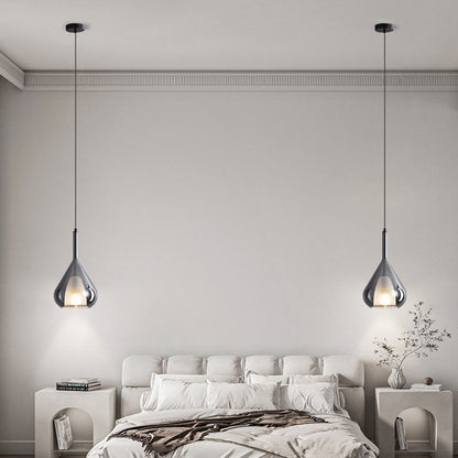 Contemporary Scandinavian Diamond Copper Glass 1-Light Pendant Light For Bedroom