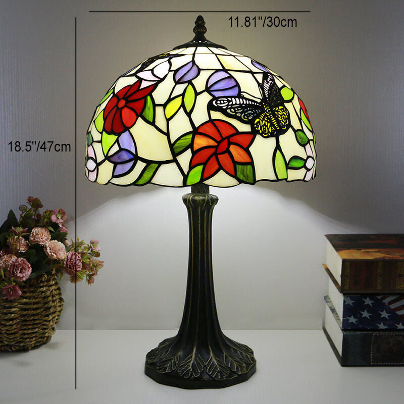 Traditional Tiffany Stained Glass Dome Hardware Base 1-Light Table Lamp For Home Office
