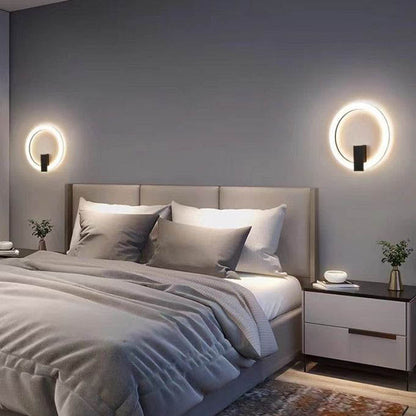 Modern Minimalist Round Iron Aluminum PVC LED Wall Sconce Lamp For Bedroom