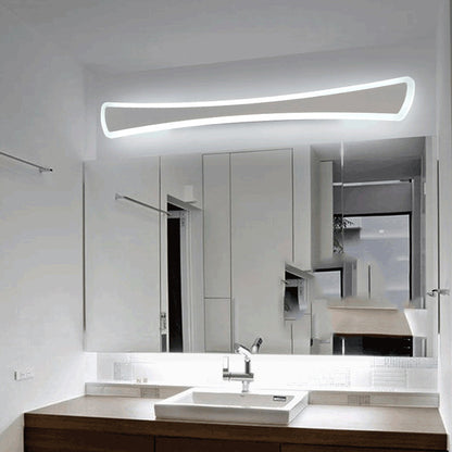 Contemporary Scandinavian Long Curve Rectangle Hardware Acrylic LED Vanity Light Mirror Front Wall Sconce Lamp For Bathroom