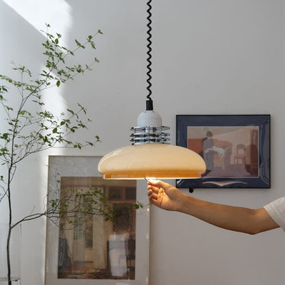 Modern Minimalist Vintage Retractable Iron Glass 1-Light Pendant Light