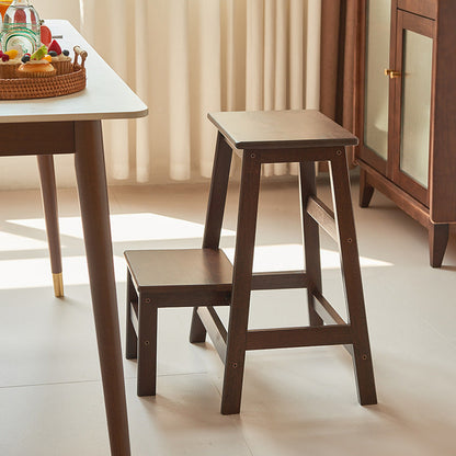 Moderner minimalistischer rechteckiger Barhocker aus Holz mit Fußstütze, ohne Rückenlehne und Armlehnen für das Esszimmer 