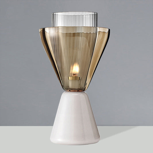 Contemporary Scandinavian Cone Funnel Marble Glass 1-Light Table Lamp For Bedroom