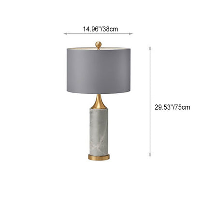 Contemporary Nordic Marble Cylinder 1-Light Table Lamp For Bedroom