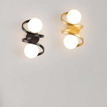 Modern Minimalist Round Ball Iron Glass 2-Light Wall Sconce Lamp