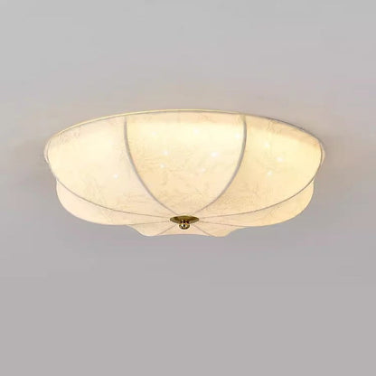 Traditional French Iron Fabric Round 3/4/5 Light Flush Mount Ceiling Light For Bedroom