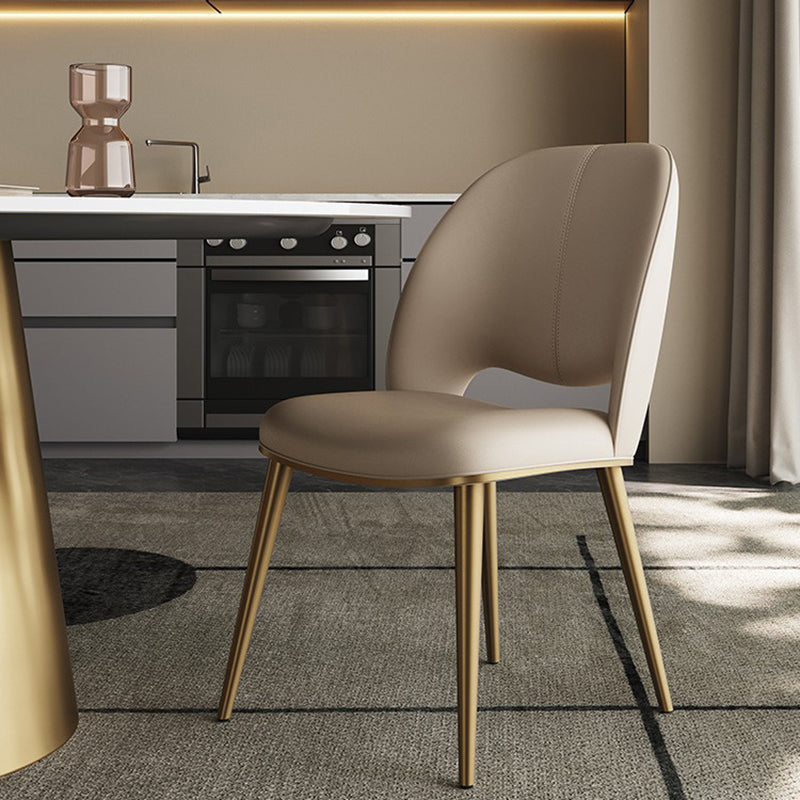 Contemporary Nordic Square Curved Upholstered Microfiber Leather Stainless Steel Dining Chair Backrest For Dining Room