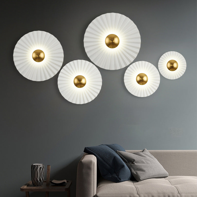 مصباح حائط LED بتصميم صدفي دائري معاصر ومبتكر لغرفة المعيشة 