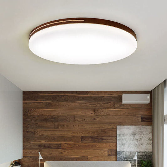 Modern Simplicity Circle Acrylic Wood LED Flush Mount Ceiling Light For Living Room