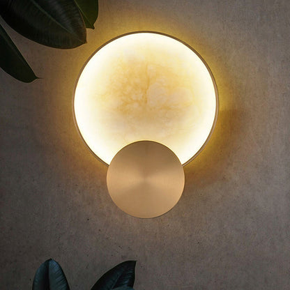 Contemporary Nordic Metal Marble Round LED Wall Sconce Lamp For Bedside