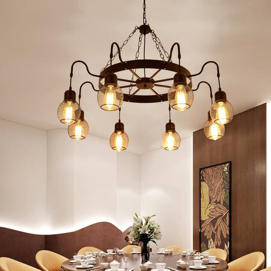 Traditional Colonial Round Mesh Iron 6/8/12 Light Chandelier For Living Room