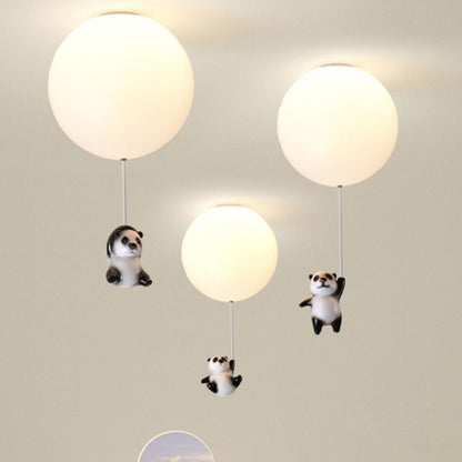 Modern Minimalist Bear Balloon PE Resin 1/3 Light Flush Mount Ceiling Light For Bedroom