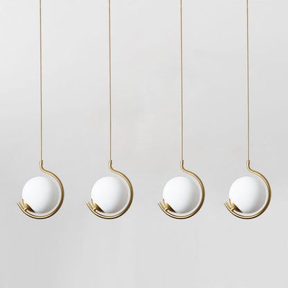 Contemporary Nordic Glass Ball Iron 1-Light Pendant Light For Living Room