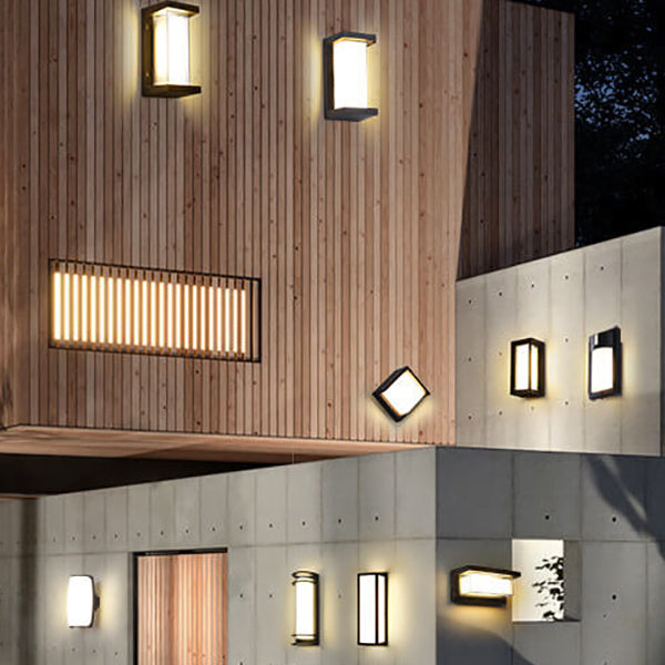 مصباح حائط LED خارجي مقاوم للماء من الألومنيوم بتصميم هندسي إبداعي حديث 