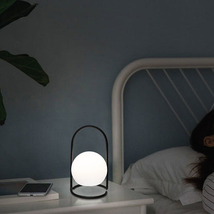 Contemporary Nordic Metal PE Ball Egg Cube Cylinder LED Hanging Rechargeable Table Lamp For Bedside