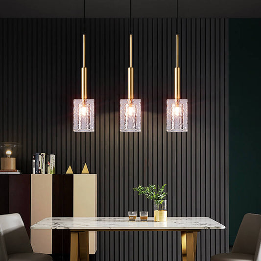 Nordic Light Luxury Crystal Square Copper 1-Light Pendant Light