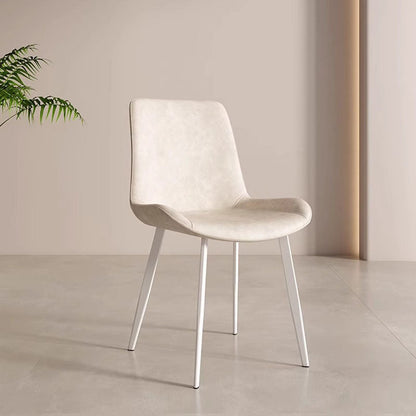 Contemporary Scandinavian PU Leather Carbon Steel Sponge Square Curved Dinining Chair Backrest For Dining Room