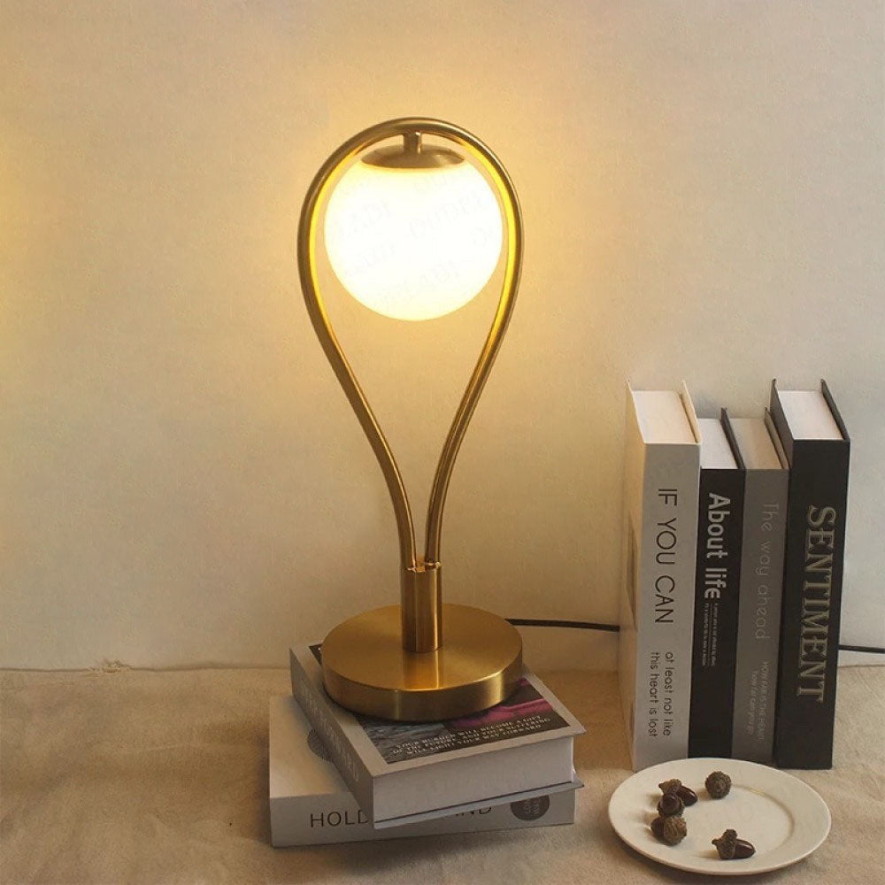 Contemporary Creative Racket Shape Iron Copper Glass 1-Light Table Lamp For Bedroom