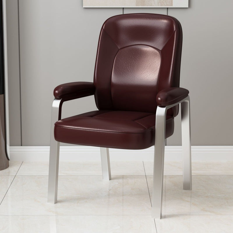 Modern Minimalist Square PU Leather Stainless Steel Dining Chair Backrest Arm For Dining Room