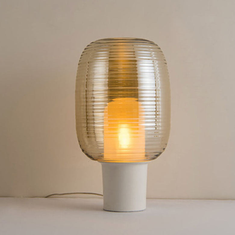 Modern Minimalist Striped Oval Glass 1-Light Table Lamp