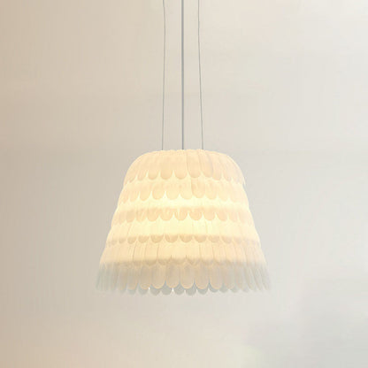 Modern Art Deco Imitation Feather Tiered Acrylic Shade 1/5-Light Pendant Light For Bedroom