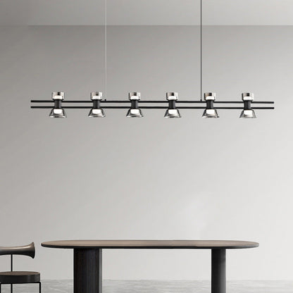 Modern Minimalist Long Copper Glass LED Island Light Pendant Light For Dining Room