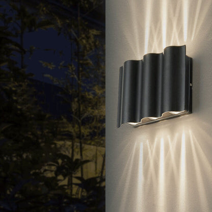 Modern Wave Aluminum Waterproof LED Outdoor Wall Sconce Lamp