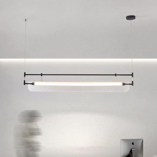 Modern Luxury Acrylic Iron Long Strip LED Island Light Pendant Light For Dining Room