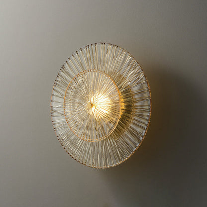 Modern Minimalist Round Glass Copper LED Wall Sconce Lamp For Living Room