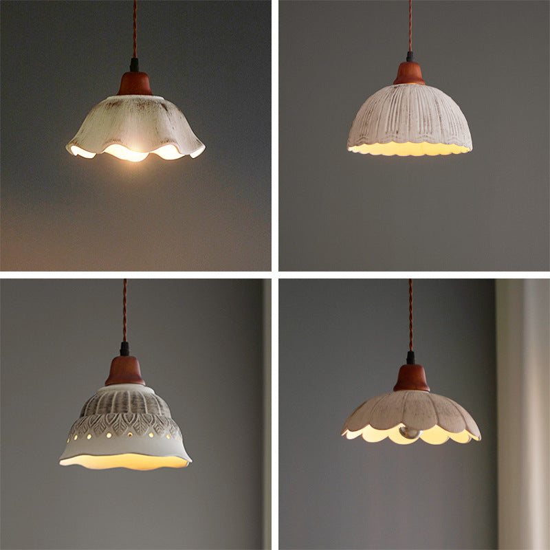 Modern Vintage Ceramic Solid Wood 1-Light Pendant Light
