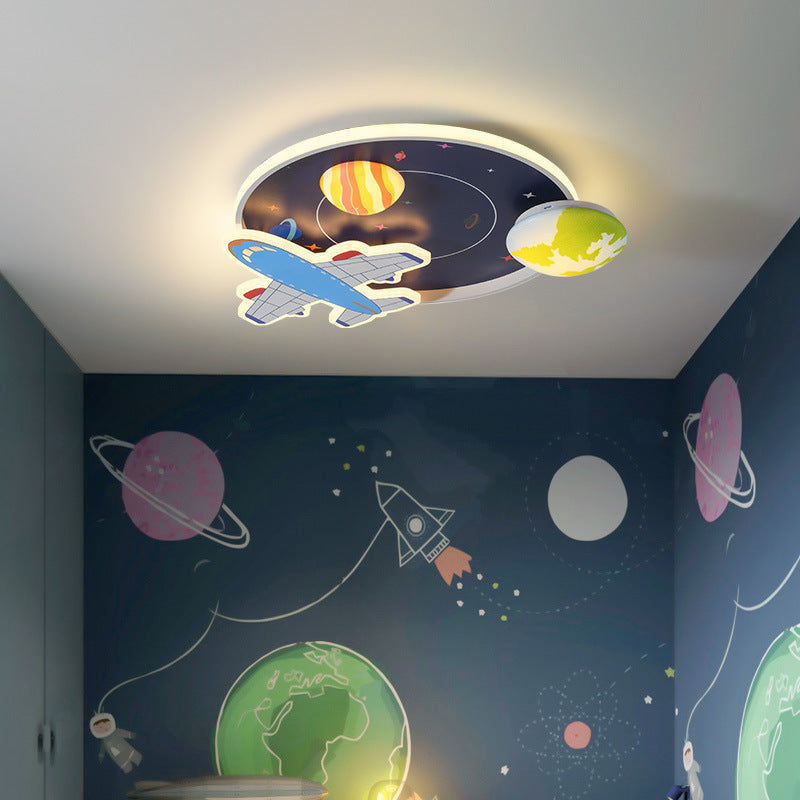 Cartoon Creative Aircraft Space LED Kids Flush Mount Ceiling Light