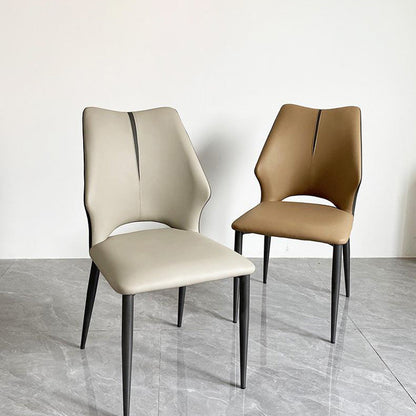 Contemporary Luxury Square Microfiber PU Leather Carbon Steel Dining Chair Backrest For Dining Room