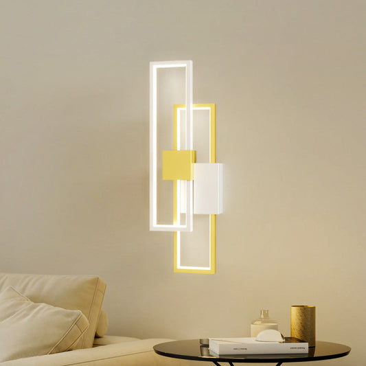 مصباح حائط LED مزدوج مستطيل الشكل من الألومنيوم والسيليكون بتصميم عصري بسيط لغرفة المعيشة