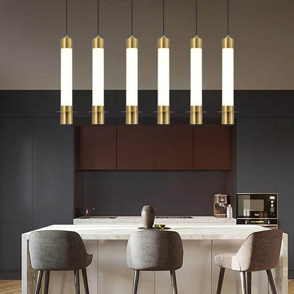 Minimalist Light Luxury Gold Cylindrical Aluminum Acrylic LED Pendant Light