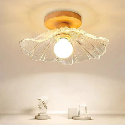 Japanese Simple Glass Log 1-Light Semi-Flush Mount Light