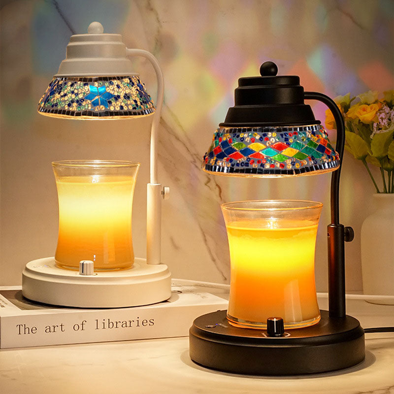 Contemporary Scandinavian Disc Cylinder Iron Plastic Crystal 1-Light Aromatherapy Melting Wax Table Lamp For Bedroom