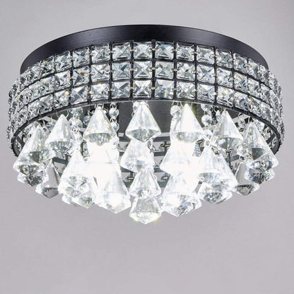 Modern Light Luxury Round Crystal Iron Crystal 4-Light Flush Mount Light