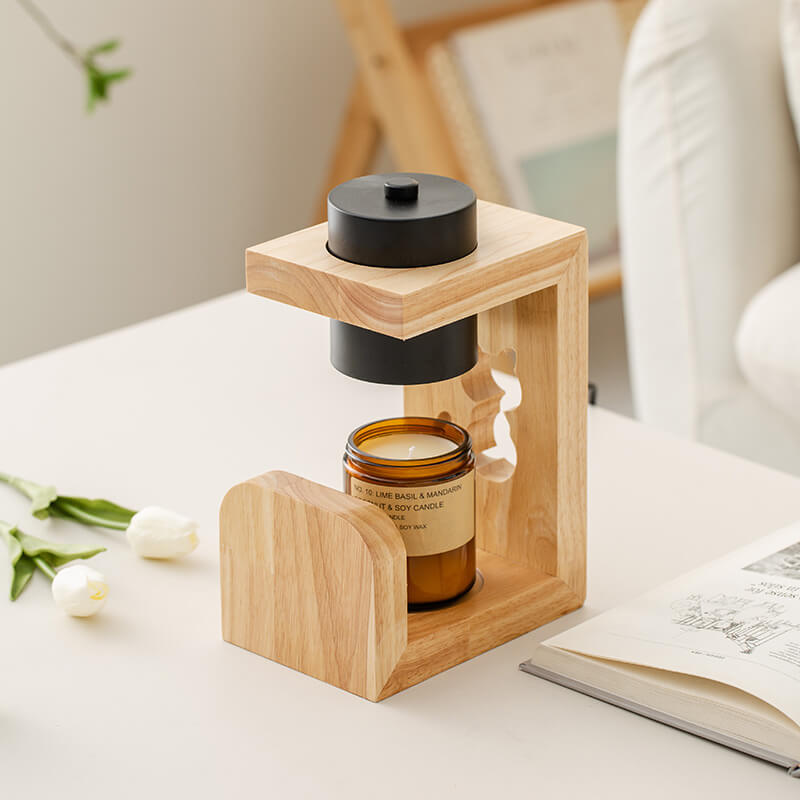 Japanese Creative Iron Cat Whale Hollow Wood Base 1-Light Melting Wax Table Lamp