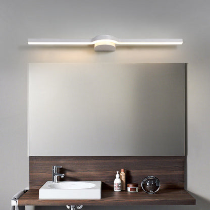 Modern Minimalist Long Rectangular Bent Half Round Base Iron Aluminum Acrylic LED Vanity Light Mirror Front Wall Sconce Lamp For Bathroom