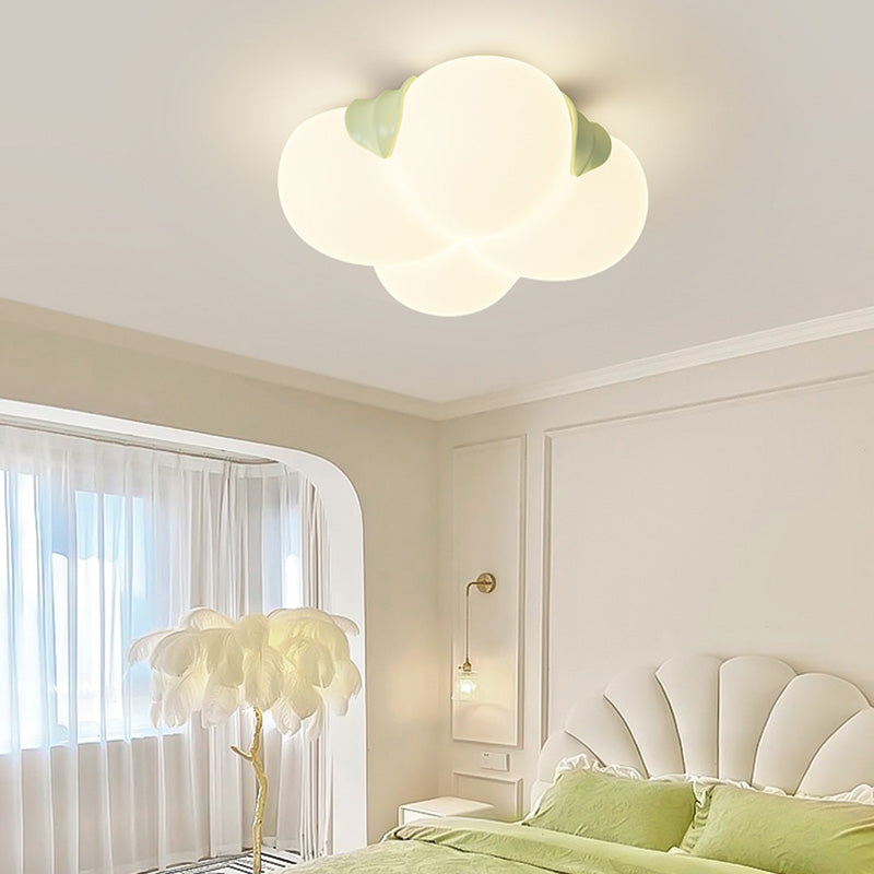 Modern Art Deco Bubble Flower PE Iron LED Flush Mount Ceiling Light For Bedroom