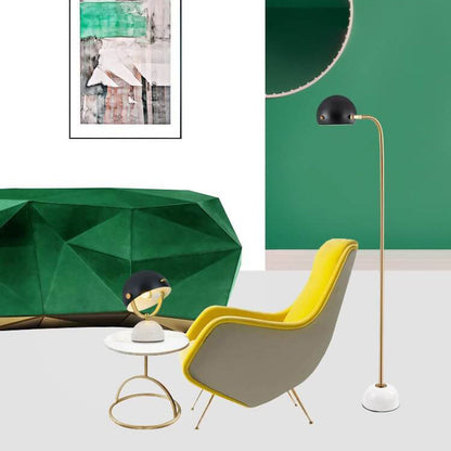 Modern Minimalist Spherical Metal Marble Adjustable Angle 1-Light Standing Floor Lamp