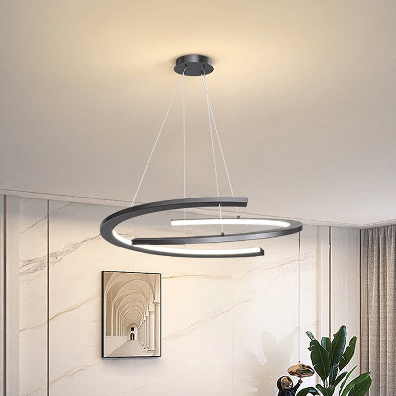 ثريا LED منحنية من الألومنيوم والسيليكون بتصميم عصري بسيط لغرفة المعيشة