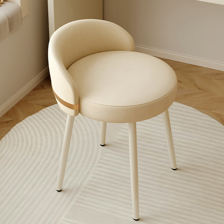 Modern Simplicity PU Leather Metal Sponge Round Vanity Stool Backrest For Bedroom