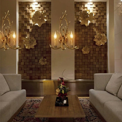 مصباح حائط إبداعي بتصميم قرون الغزال الصناعي ذو ضوءين 