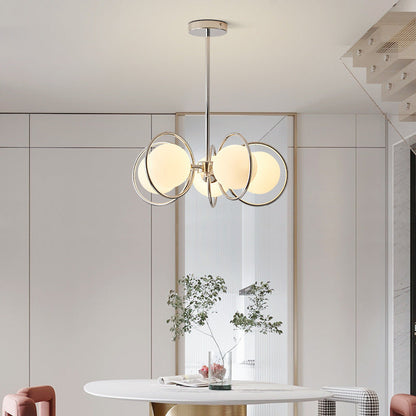 Contemporary Scandinavian Round Sphere Iron Glass 3/5 Lights Chandelier For Living Room