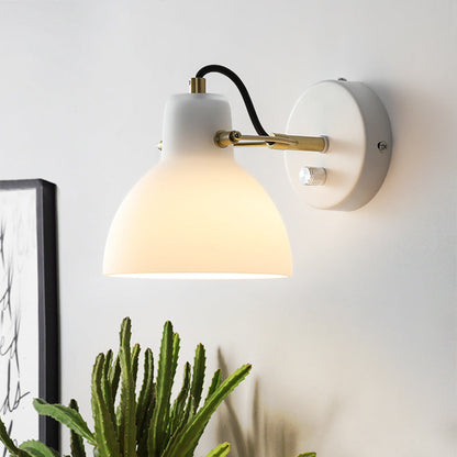 Modern Simplicity Iron Glass Dome Hemispheroid 1-Light Wall Sconce Lamp For Bedside