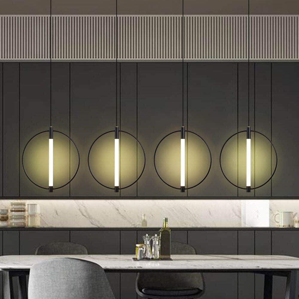 Nordic Modern Ring Wrought Iron Acrylic LED Pendant